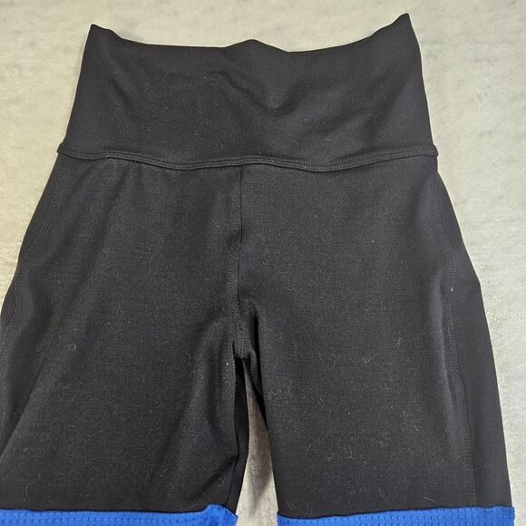 Bombshell Sportswear Leggings Womens Size XS Blue Black White Striped Logo Gym - Picture 5 of 9